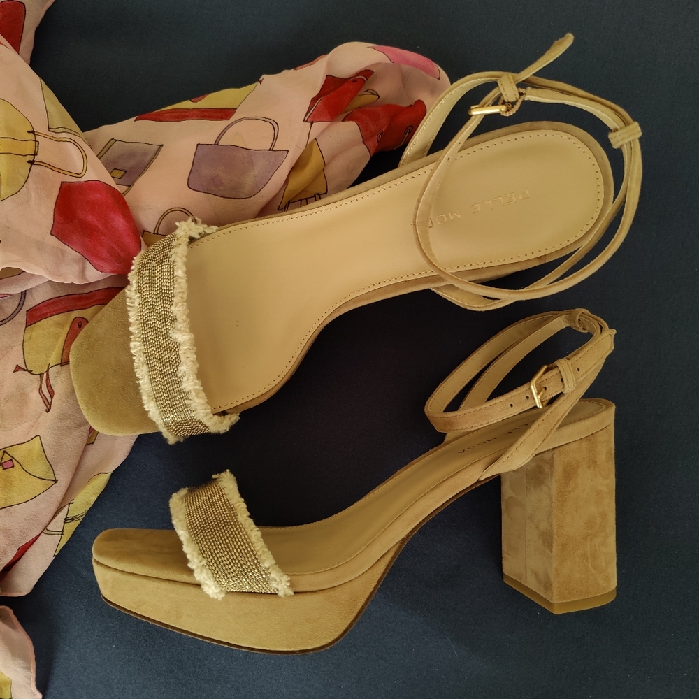 Pelle Moda Stack Heel Gliz Strap Platform Sandals, Size 9.5